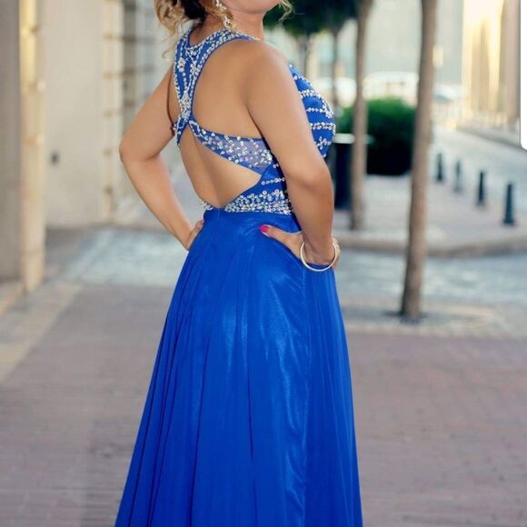 A-Line/Princess Beading Scoop Sleeveless Floor Length Dress 4 - Picture 4 of 9